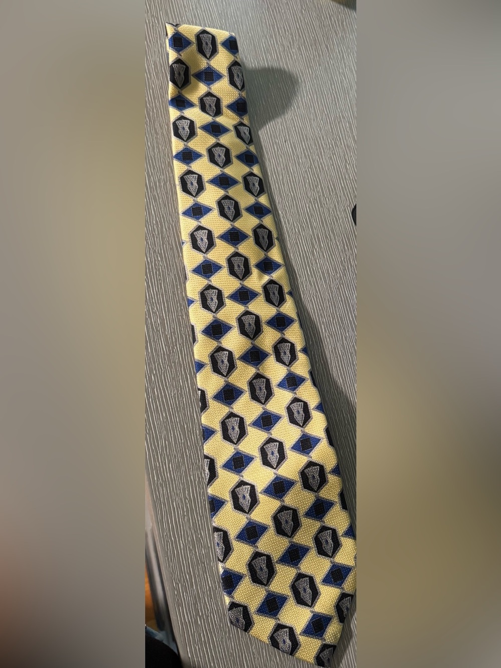 Christian Dior- Blue and Yellow Vintage 100% Silk Tie.